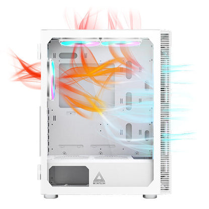 Montech X3 Glass RGB Mid-Tower Gaming Case - White | X3-GLASS-WH