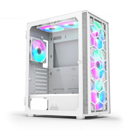 Montech X3 Glass RGB Mid-Tower Gaming Case - White | X3-GLASS-WH