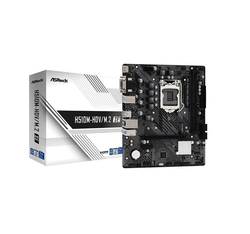 ASRock H510M-HDV/M.2 SE LGA 1200 Micro ATX Intel Motherboard, Intel H470 Chipset, 2x DDR4 DIMM Slots / 64GB Max Memory | 90-MXBM00-A0UAYZ