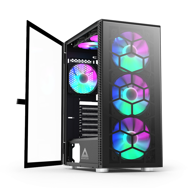 Montech X3 Glass RGB Mid-Tower Gaming Case - Black | X3-GLASS-B