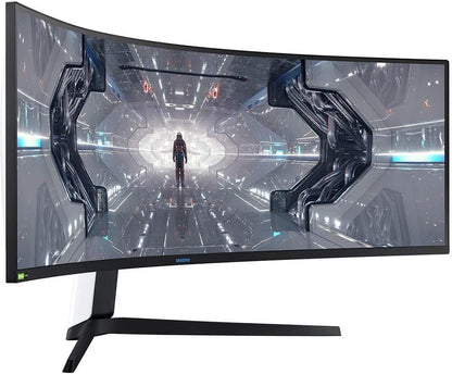 SAMSUNG 49” Odyssey G9, 1000R Curved , QLED, Dual QHD Display, 240Hz, G-SYNC and FreeSync Premium Pro, LC49G95TSSNXZA, Black