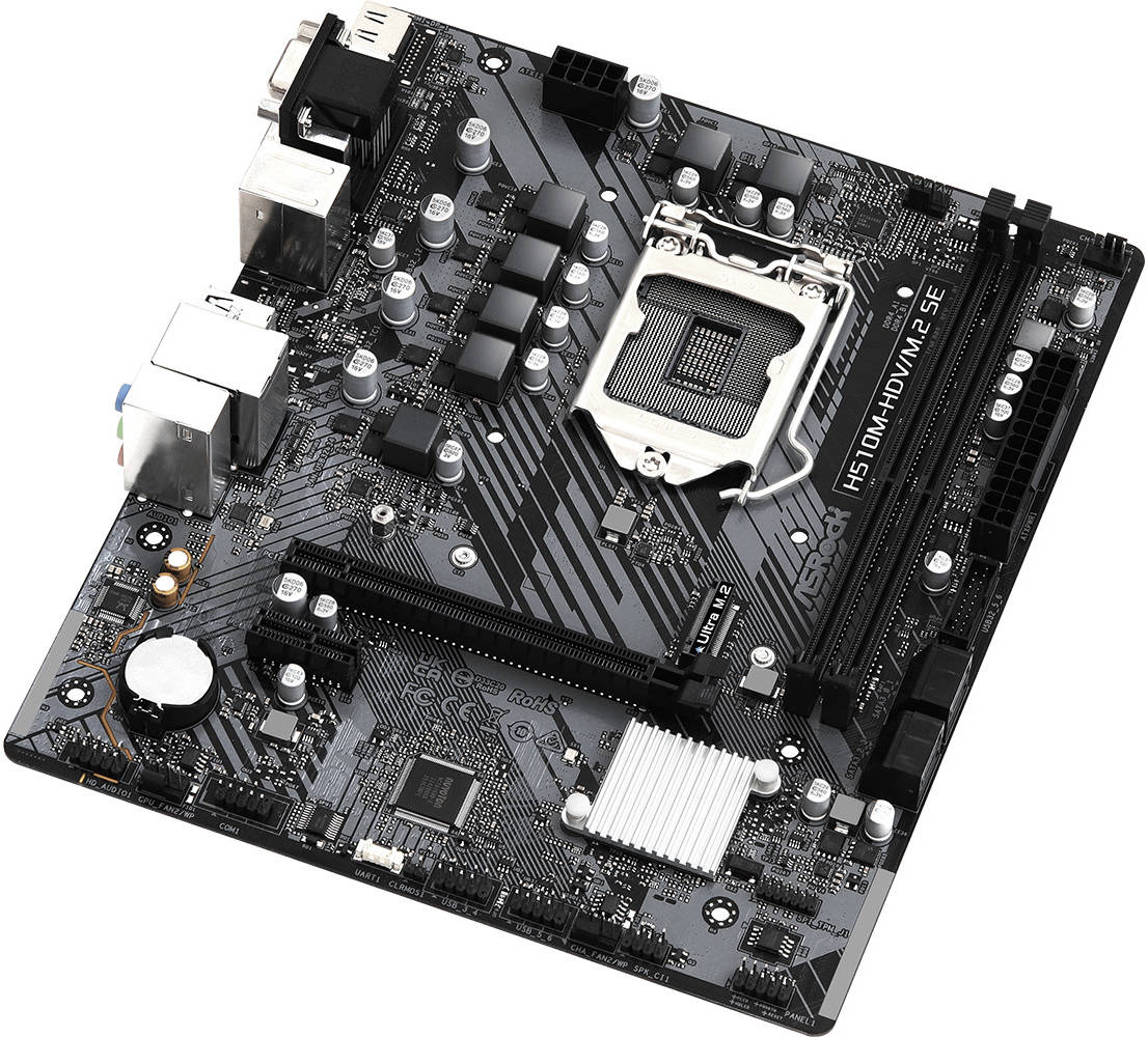 ASRock H510M-HDV/M.2 SE LGA 1200 Micro ATX Intel Motherboard, Intel H470 Chipset, 2x DDR4 DIMM Slots / 64GB Max Memory | 90-MXBM00-A0UAYZ