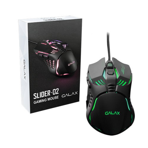 Galax Slider-02B Wired Gaming Mouse,7 Lights RGB Lights, USB Braided Cable, | G-MGS02SA66SR2B1-GXLG