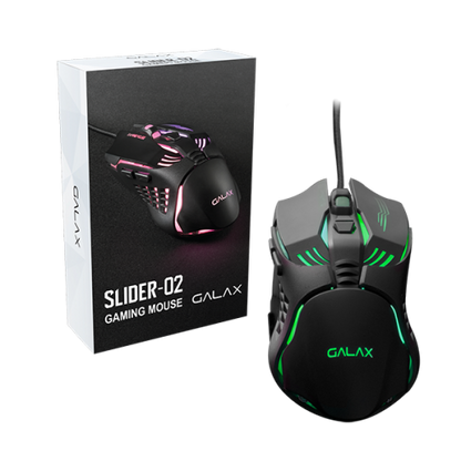 Galax Slider-02B Wired Gaming Mouse,7 Lights RGB Lights, USB Braided Cable, | G-MGS02SA66SR2B1-GXLG