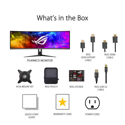 Asus ROG Swift OLED PG49WCD 49-inch 1440p Ultrawide 144Hz 0.3 ms (GtG) Curved Gaming Monitor